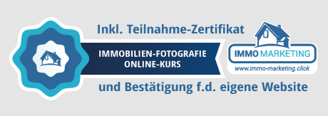 Immobilienfotografie Onlinekurs Zertifikat / Teilnahmebestätigung